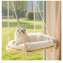 Cat Window Perch, Cat Hammock Bed with Solid Wood Seat 4 Heavy Duty Suction Cups, Plush Cushion, Indoor Pet Window Hammock for Cats for Large Cats