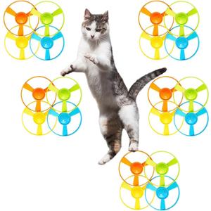 Cat Fetch Toys, Interactive Flying Cat Toys with 20 Colored Flying Propellers, Pet Tracks Chasing Toy for for Kitten Training Hunting (only Propellers)