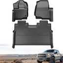 Floor Mats for Ford F-150 2015-2025 | F150 Lightning 22-24 SuperCrew (Rear w/o Fold Flat Storage), All Weather Protection Truck Mats Custom Car Liners Accessories, Front and Rear Row