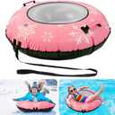 41.5" Inflatable Snow Tubes for Adults, 1 or 2 Pcs Heavy Duty PVC Snow Tube for Sledding with Canvas Cover Handles Tow Strap Repair Kit, Outdoor Winter Snow Sleds for Family Activities (Rose red)