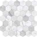 The Tiles Plaza 8-Sheet Peel and Stick Backsplash, Carrara White Hexagon Stone Composite Marble Looks Self Adhesive Wall Tile, Stick On Tiles for Kitchen Bathroom Shower, Cover 9 Sq Ft.