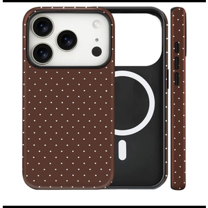 Magnetic for iPhone 17 Pro Max Case Cute Polka Dot Phone Case, Shockproof Slim TPU and Hard PC Protective Phone Cover Compatible with MagSafe Designed for Women Girls, Brown