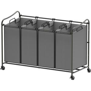 Simple Houseware 4-Bag Heavy Duty Laundry Sorter Rolling Cart, Dark Grey