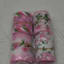 4 Rolls Pink Rose Floral Wired Edge Ribbon  2.5 Inch, 5 Yards Each, Summer Grosgrain Set for Wedding Decor, Gift Wrapping, DIY Crafts, Mother's Day Gift