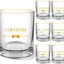 LemonRoad 7 Pcs Groom Groomsmen Gifts Whiskey Glasses Set 10 oz Whiskey Rock Glass Shot Set for Groom Best Man Groomsman Wedding Engagement Proposal Bachelor Party Gift Favors Decorations Accessories