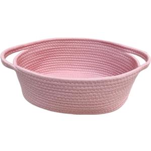 GiftExpress Pink Woven Easter Basket - 13" x 8" x 5" Cotton Rope Organizing Baskets for Baby Items or Cat & Dog Toys - Cute Soft Gift Storage Bin w/ Handles