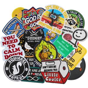 20Pcs Random Funny Patches with Hook and Loop, Embroidery Tactical Morale Patches for Backpacks, Dog Harnesses, Vests, Bags, Hats and Tactical Gears Etc