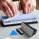Whetstone Sharpening Stone Set, Dual Sided Grit 1000/6000 Knife Sharpener Set, Wet Stone Sharpening Kit with Nonslip Base, Angle Guide and Knife Holder (6pcs)
