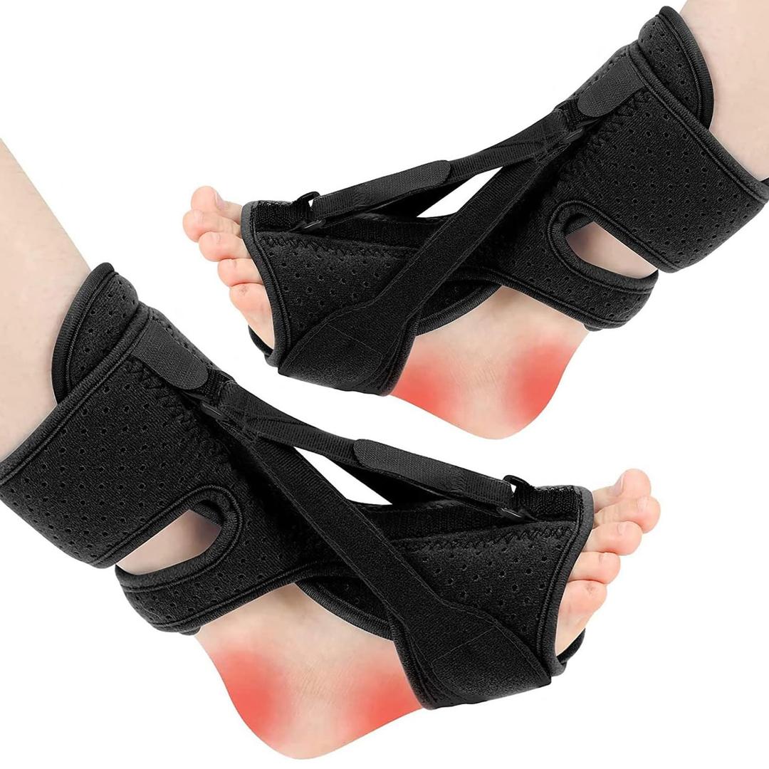Plantar Fasciitis Night Splint-Upgrade 3 Adjustable Planter Facetious Relief Brace,Plantar Fasciitis Relief Women Men Straps,Support Relief Foot Drop Achilles Tendonitis Day Night(Black-1PC)