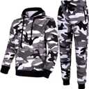 Tracksuit for men 2 pieces,Fleece hooded outfit,fashion warm sweatsuit set (Gray, XXXL)