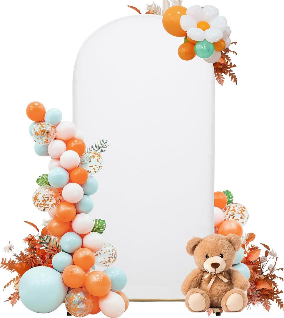 7.2FT Wedding Arch Cover Stretchy Spandex Fabric Backdrop for Arch Stand Ideal for Wedding Ceremony, Birthday Party, Baby Shower & Photo Booth Decoration (White)
