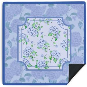 Blue Purple Hydrangea Mahjong Mat, 31.5 x 31.5in