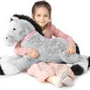 MaoGoLan Large Horse Stuffed Animal for Boy, Big Horse Plush Toy for Girl, Ridable Stuffy Pony for Kid, Stuffed Pony Plush Pillow for Baby Shower, Birthday Gifts or Party Favor, 33 inches, Gray (Grey)