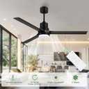 Obabala Outdoor Ceiling Fans with Lights, 52 Inch Black Ceiling Fan with Light and Remote 3 Color 6 Speed Adjustable, Noiseless DC Motor for Indoor Outdoor Patio Farmhouse Bedroom