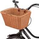CXWXC Bike Basket - Durable Front Bicycle Bike Baskets - Handmade Woven Wicker Bike Basket with Adjustable Leather Straps (Brown)