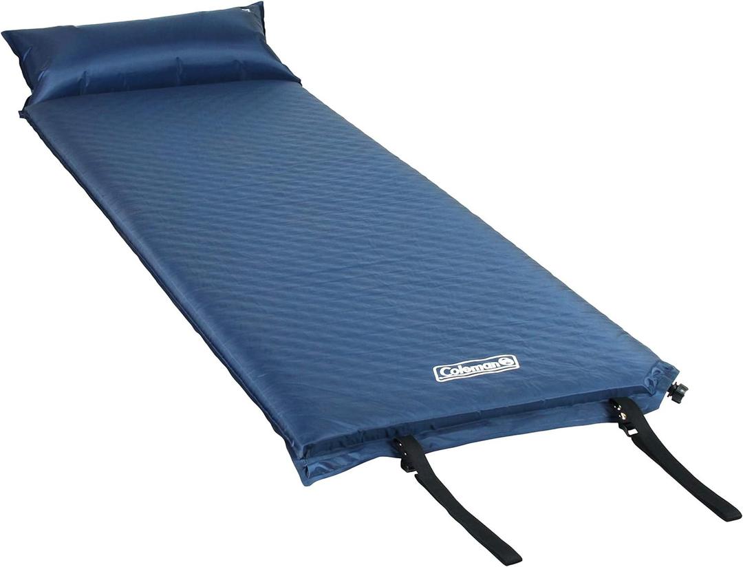Coleman Self-Inflating Sleeping Pad with Pillow, Lightweight Inflatable Camp Pad with Extra Support & Quick Deflation, No Air Pump Needed