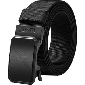 LionVII Mens Belt Ratchet Elastic, Stretch Belt for Work with Automatic Buckle for Men,1 3/8" Adjustable to Fit 28-49" Waist (Black)
