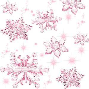 Boao Pink 45 Pcs Acrylic Crystal Snowflakes Ornaments, Clear Hanging Snowflake Decorations for Christmas Xmas Tree Festival Winter Wonderland Party Wedding Decor, 3 Styles