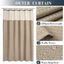 N&Y HOME Extra Long Waffle Weave Shower Curtain with Snap-in Fabric Liner Set, 12 Hooks Included - 71" x 84", Hotel Style, Mesh Top Window, Machine Washable & Water-Repellent - 71x84, Linen