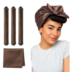 Overnight Blowout Rods | Heatless Curls Rollers Hair Curlers to Sleep In Foam Rolls Velvet Satin Long Short Curling Blow Out Look No Heat Dry Thin Thick Tools Set Soft by VISOFO (Brown, Set of 4)