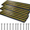 VEVOR Rubber Curb Ramp for Driveway 3 Pack, 15T Heavy Duty Sidewalk Curb Ramp, 48" Lx2.6 H Bridge Ramp for Garage for Low Cars, Wheelchairs, L.O.A. 12 FT