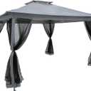 Elevon 11x11 FT Pop-Up Gazebo Tent with Netting, Instant Outdoor Canopy Shelter with UV Protection & Ventilation and 4 Side Walls for Commercial Events, Party, Backyard BBQ, Camping