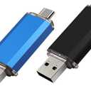 2-Pack 128GB USB C Flash Drive Dual Type C + USB A Memory Stick Jump Drive 2-in-1 Thumb Drive for Storage and Backup (128GB*2 Black&Blue)