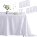6 Pack Rectangle Tablecloth Stain Resistant Wrinkle Free Silkly Soft Table Cloth, Satin Dining Table Cloths for Dining Room, Indoor and Outdoor Use, 60 x 120 Inches, White