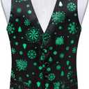 DiBanGu Mens Christmas Vest and Bow Tie Set Festival Christmas Snowflake Suit Vest for XmasNew Year Party Formal (Black Green Christmas Tree Snowflake)