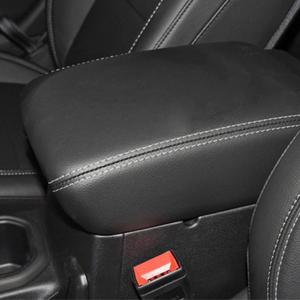 GLK Center Console Armrest Cover for Jeep Wrangler JK 2011-2017, Waterproof Car Armrest Seat Box Cover, Car Interior Accessories, PU Leather Cushion Protector Pad, only for JK 2011-2017 (White Stitch)