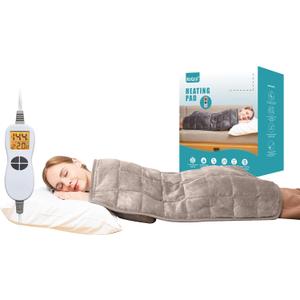 Ruqiji 17''x33'' Weighted Heating Pad, 5.2lbs with 12 Temperature Settings& Countdown Display, Pain Relief for Back/Neck/Shoulders/Abdomen/Legs, Birthday Gifts for Mom Dad Women Men (Light Tan) (02 Weighted Light Tan)