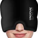 ONLYCARE Migraine Relief Cap, Upgraded Headache Relief Cap with Odorless Reusable Gel Head Wrap, Soothing Face Ice Pack Mask Products with Hot & Cold Therapy for Tension, Stress, Hangover & Puffy Eyes (Original Black)
