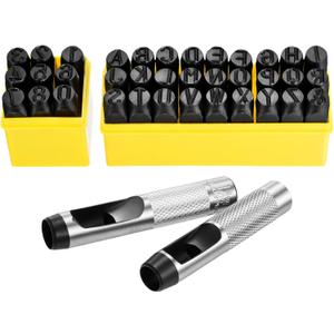 WorkBless 36PCS Metal Stamping Kit, 1/2"(12.5mm) Steel Number and Letter Punch Set, Include A-Z Alphabet, Number 0-8, & Symbol, Stamping Tool for Imprinting Plastic, Wood, Leather, Jewelry