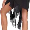 RELLECIGA Women's Beach Cover Up with Built-in Briefs Mesh Mid-Waisted Tummy Control Swim Skirt Swimsuit Bottom (Black, M)