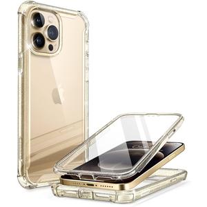 i-Blason Ares for iPhone 13 Pro Max Case 6.7 inch [Built-in Screen Protector] [Military-Grade Protection] Clear Full-Body Shockproof Rugged Bumper Phone Case for iPhone 13 Pro Max (Gold/Glitter)