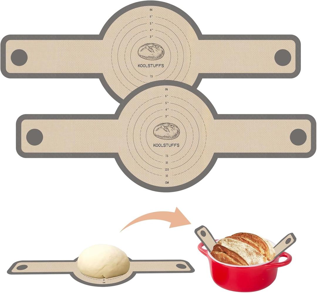 Koolstuffs Silicone Bread Sling for Dutch Oven, 2 PCS Non-Stick & Easy Clean Reusable Sourdough Mat, Sourdough Bread Baking Supplies, Tools Accessories