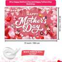 2PCS Happy Mother's Day Banner and Fathers Days Banner Set Large Fathers and Mothers Day Backdrop with Heart Letter Party for Mothersday Decoration Yard Sign Thanks Mom Dad Background Gifts