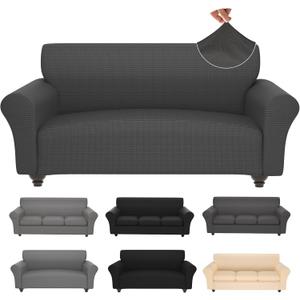 Stretch Couch Covers for 3 Separate Cushion Couch Sofa -Living Room Couch Sofa Cover, Washable Sofa Slipcover, Pet Friendly Furniture Protector with Elastic Bottom, Universal Fit for Home (Gray, Sofa)