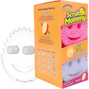 Scrub Daddy 6 Scrub Mommy Kitchen Sponges & 1 Daddy Caddy Sponge Holder - Scratch-Free for Dishes & Multipurpose Cleaning - BPA Free & Made with Polymer Foam - Stain & Odor Resistant