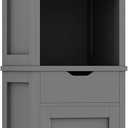 Shintenchi Tall Bathroom Storage Cabinet, Slim Corner Floor Cabinet with Doors and Drawer, Freestanding Narrow Bathroom Organizer with Adjustable Shelves for Small Space, Gray (Grey)