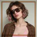Retro Aviator Sunglasses for Women Men - 70s Trendy Square Vintage Shade Sun Glasses UV Protection