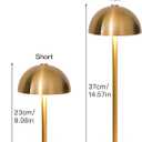 Cordless Table Lamp, Rechargeable Battery Operated Mushroom Lamp, 2-in-1 Adjustable Height, 3 Color Stepless Dimming, Brushed Metal LED Desk Lamp for Restaurant, Bedroom, Patio, Gold