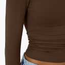 Trendy Queen Womens Long Sleeve Shirts Crop Tops Fall Fashion 2026 Going Out Basic Winter Clothes (Brown, XS)