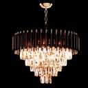 20" Round Black and Gold Crystal Chandelier, 39" Adjustable Height 4 Tier K9 Crystal Pendant Light Fixtures, 9-Lights Luxury Chandeliers for Dining Room, Kitchen Island, Living Room, Foyer, Bedroom Etc