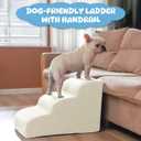 Mesa Lemon Dog Steps for Small Dogs, 4-Step Pet Ramp Stairs for High Beds and Sofa, Non-Slip Pet Stairs for Small Dogs and Cats, Removable and Easy to Clean Cover, Beige