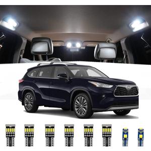 AWALITED 15pcs Highlander Interior LED Lights Kit Super Bright LED Map Dome Light Bulbs for Toyota Highlander 2014 2015 2016 2017 2018 2019 2020 2021 all models