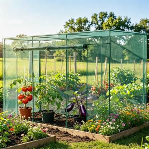 Crop Cages for Garden Plant, Plant Protection Tent with Zippered Door, Raised Bed Cover, Garden Bed Cover with Frame, Wind-Resistant Plant Cages for Outdoor Plants Vegetable Flower 130''*43''*71''