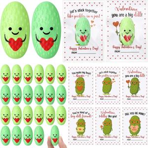 Emotional Smore Stress Ball Gifts Bulk Social Worker Employee Appreciation Gifts Cute Squeeze Stress Relief Ball Thank You Inspirational Cards for Staff Coworker(30 Set,Pickle)