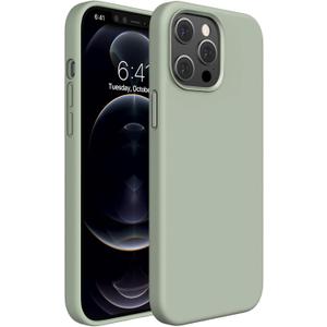 Miracase Compatible with iPhone 12 Pro Max Case, [Soft Anti-Scratch Microfiber Lining], Liquid Silicone Case Gel Rubber Shockproof Drop Protection Phone Case for 12 Pro Max, Patina Green
