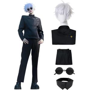 Moalioi Satoru Cosplay Anime Cosplay Costume Outfit Uniform with Eye Mask Glasses Wig Full Set for Men, S